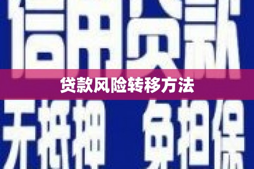 金山贷款风险转移方法
