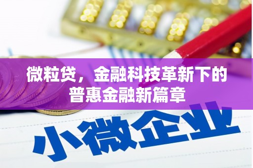 金山微粒贷，金融科技革新下的普惠金融新篇章